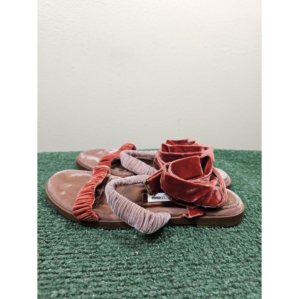 Jimmy Choo Marcella Flat Sandals Velvet Mix Size EU 37 US 7